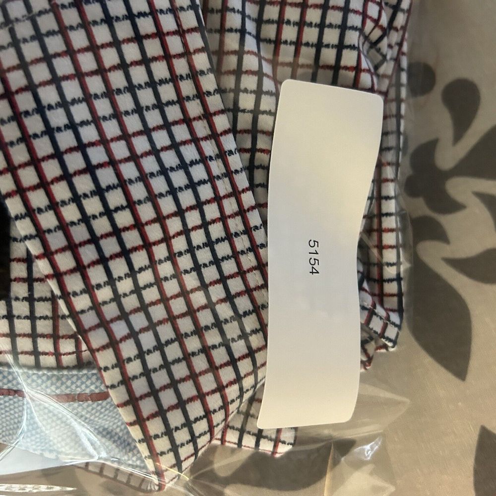 Butter Cloth Shirt Mens Large White Blue red Checked Button Up‎ Geometric Preppy - Picture 14 of 14